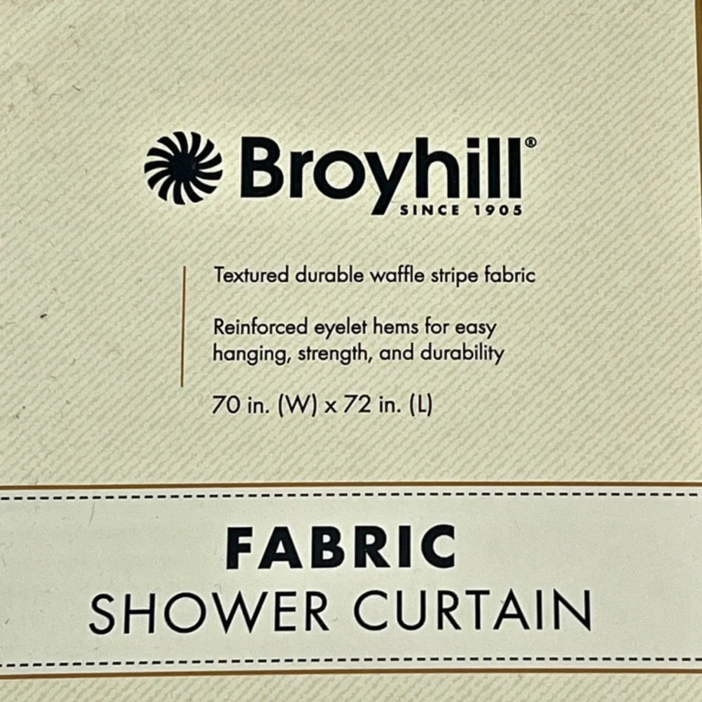 NWT! [Broyhill] Tan Cream Textured Durable Waffle Striped Shower Curtains 70x72